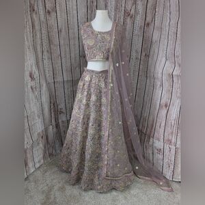 Mauve Embroiderd Lehenga Choli For Wedding Guest